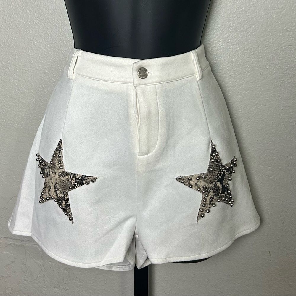 NWT Saints and Hearts White Suede like Shorts with Stars Size LG